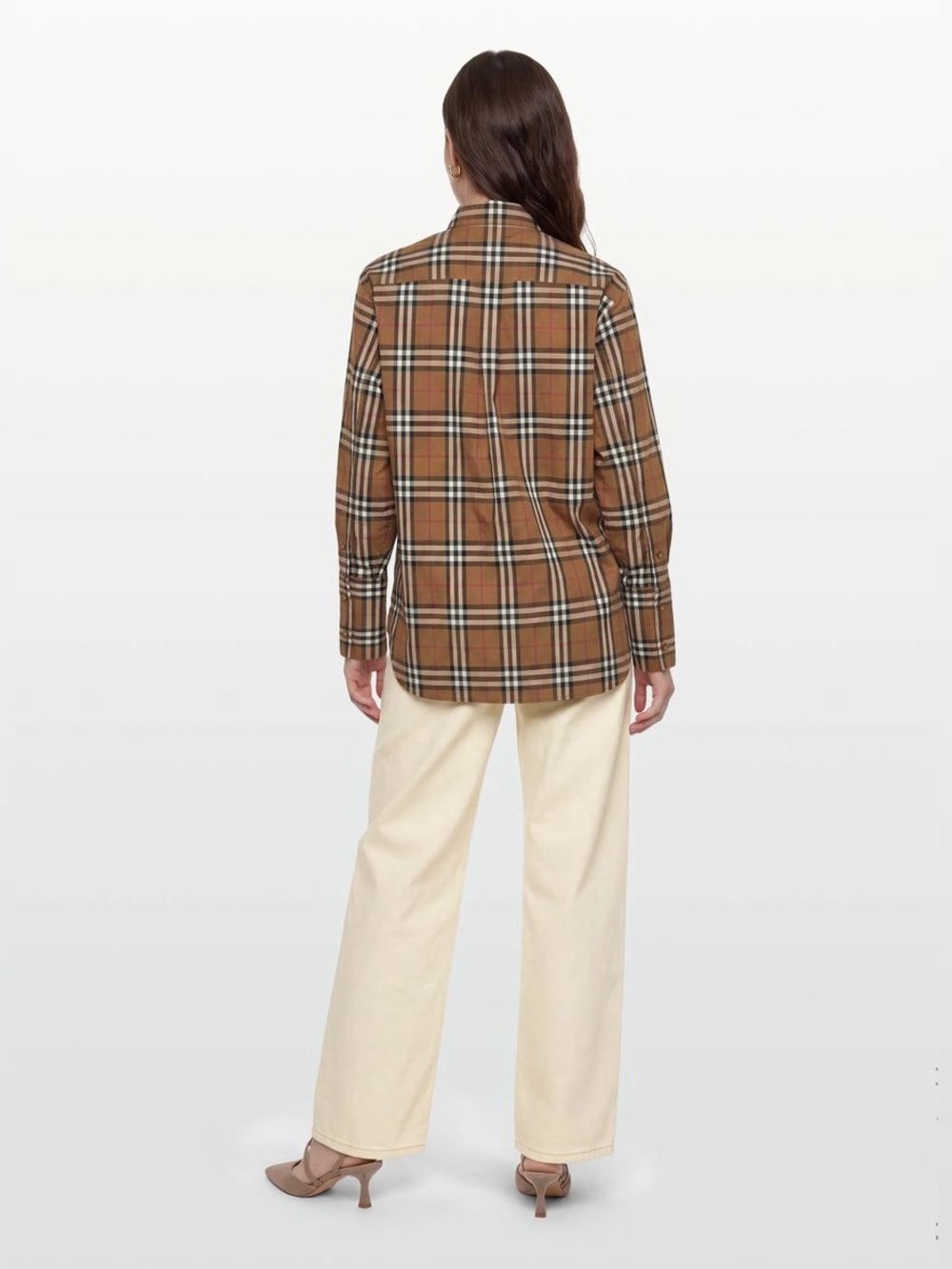 NWT Burberry Ivery Classic Check Plaid Cotton Shirt Size US4 - Picture 3 of 10